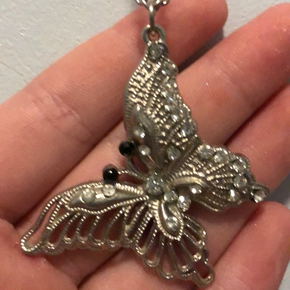 Beautiful butterfly silver necklace